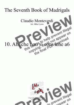 page one of Brass Sextet - Monteverdi Madrigals Book 7 - 10. Ah, che non si conviene a6