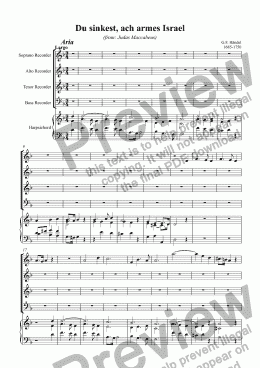 page one of Du sinkest, ach armes Israel (Händel)