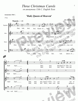 page one of Three Christmas Carols on 15th C. English texts (a cappella chorus)