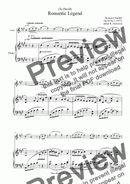 page one of Dunhill - Romantic Legend for Violin & Piano (original in new edition).