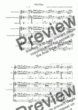 page one of Für Elise for Classroom/Orff Ensemble