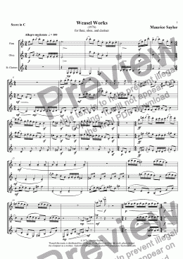 page one of Weasel Works (1976) for Flute, Oboe, and Clarinet