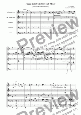 page one of Fugue from Suite No 8 in F Minor (Brass Quintet)
