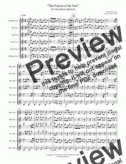 page one of March - The Fairest of the Fair (for Saxophone Quintet SATTB or AATTB)