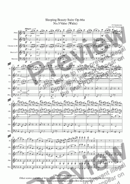 page one of Tchaikovsky: Sleeping Beauty Suite Op.66a  No.5 Valse (Waltz) - wind quintet