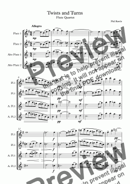 page one of Twists and Turns - Flute Quartet