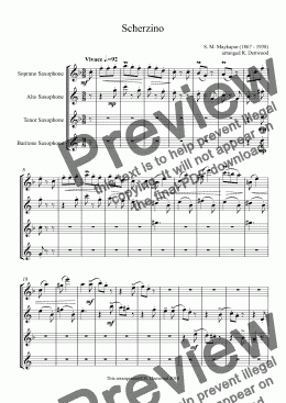page one of Maykapar - Scherzino for Saxophone Quartet (SATB)