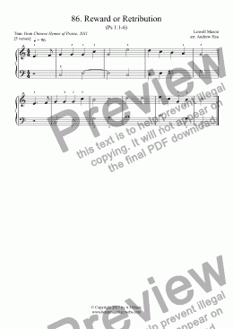 page one of Reward or Retribution - Really Easy Piano 86