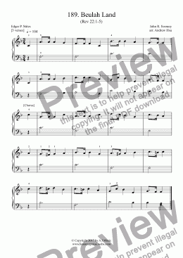 page one of Beulah Land - Really Easy Piano 189