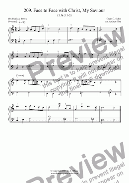 page one of Face to Face with Christ, My Saviour - Really Easy Piano 209