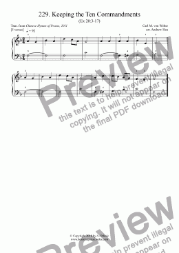 page one of Keeping the Ten Commandments - Really Easy Piano 229