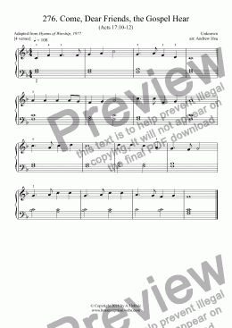page one of Come, Dear Friends, the Gospel Hear - Really Easy Piano 276