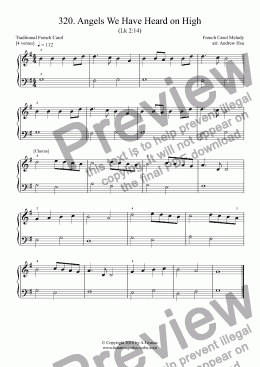 page one of Angels We Have Heard on High - Really Easy Piano 320