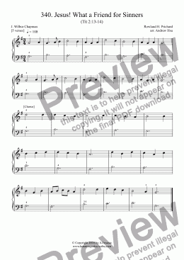 page one of Jesus! What a Friend for Sinners - Really Easy Piano 340