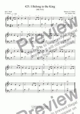 page one of I Belong to the King - Really Easy Piano 425