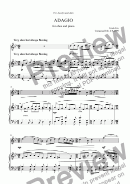 page one of ADAGIO for Oboe and Piano