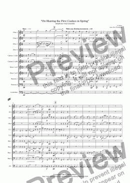 page one of Delius: "On Hearing the First Cuckoo in Spring" - wind dectet