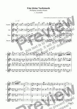 page one of Mozart - Eine kleine Nachtmusik - 1st Mvt (Sax Quartet)
