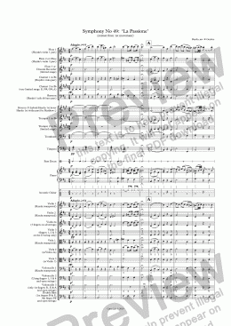 page one of Haydn Symphony No 49:  ‘La Passione’