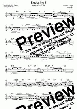 page one of Chopin - Etudes for piano No 3 Opus 10 - Studio op. 10 n. 3 - Estudio Op. 10, n.º 3 - 練習曲作品10-3 (ショパン) - 연습곡 Op. 10, 3번 (쇼팽) - PDF - lead sheet Melody + chords