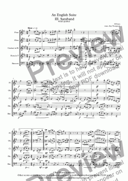 page one of Parry: An English Suite  III. Saraband - wind quintet