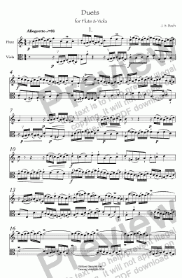 page one of Bach Duets  for Flute & Viola 