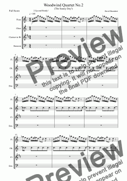 page one of Woodwind Quartet No.2 Op.6 (The Sunny Day!) Movement 4