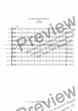 page one of Holst: St. Paul's Suite Op.29 No.2 I. Jig - wind dectet