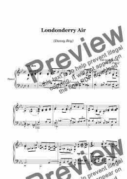 page one of Londonderry Air  (Danny Boy) - piano solo