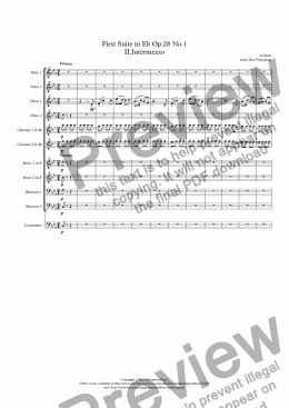 page one of Holst: First Suite in Eb Op.28 No.1 Mvt.II Intermezzo - wind dectet