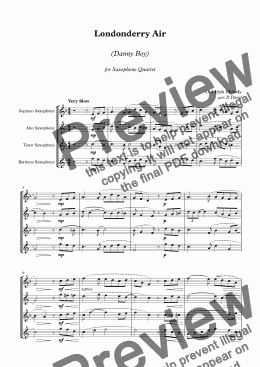 page one of Londonderry Air (Danny Boy) - Saxophone Quartet