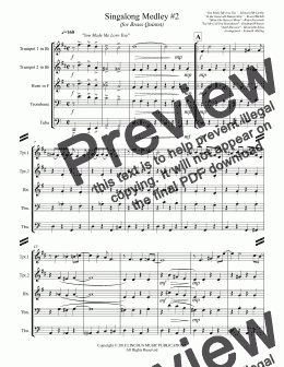 page one of Sing-along Medley #2 (for Brass Quintet)