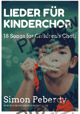 page one of Kirchenlieder für Kinderchor - Collection of Church songs for children's choir, piano/guitar & recorder by Simon Peberdy