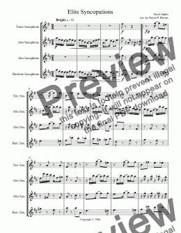 page one of Elite Syncopations for Sax Quartet