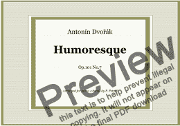 page one of A. Dvorak - Humoresque Op.101 No.7 - piano 4 hands