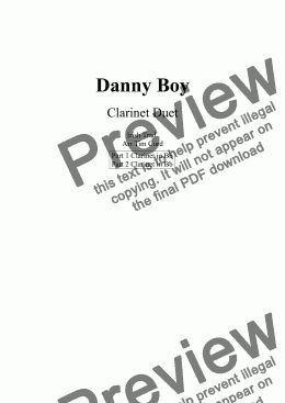 page one of Danny Boy for Clarinet Duet
