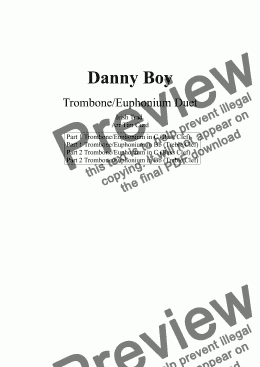 page one of Danny Boy for Trombone Duet