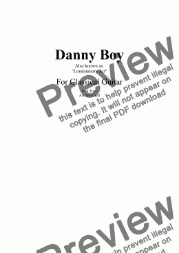page one of Danny Boy for Classical Guitar