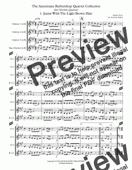 page one of Americana Barbershop Quartet Collection (for Clarinet Quartet)