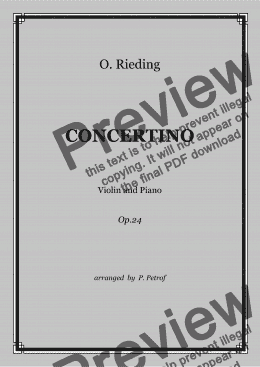 page one of O. Rieding - CONCERTINO for Violin and Piano Op.24