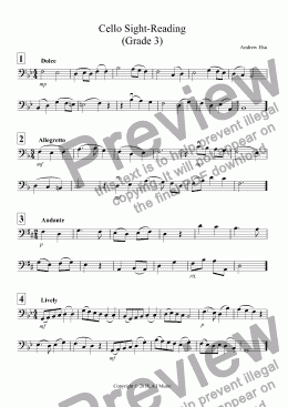 page one of Cello Sight-Reading (Grade 3)