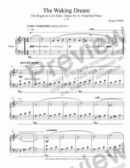page one of The Waking Dream - beginner piano from The Dragon In Love Suite Dance No. 12