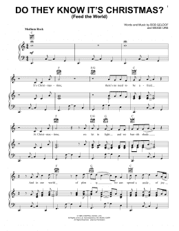 page one of Do They Know It's Christmas? (Piano, Vocal & Guitar Chords (Right-Hand Melody))