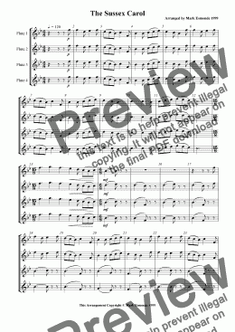 page one of The Sussex Carol; Flute Choir/Quartet