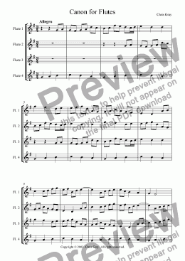 page one of Canon for Flutes