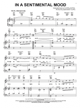 page one of In A Sentimental Mood (Piano, Vocal & Guitar Chords (Right-Hand Melody))