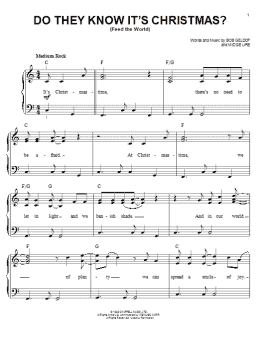 page one of Do They Know It's Christmas? (Easy Piano)