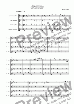 page one of Satie - Gnossienne n�1 (Sax Quartet)