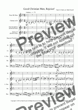 page one of Good Christian Men, Rejoice! Christmas Carol Arrangement for Wind Quartet (2005)