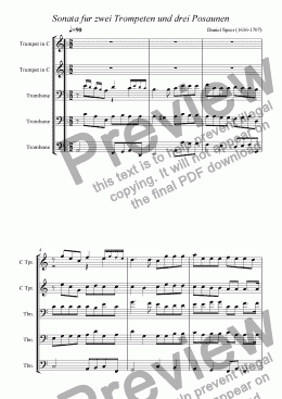 page one of Sonata for two trumpets & three trombones